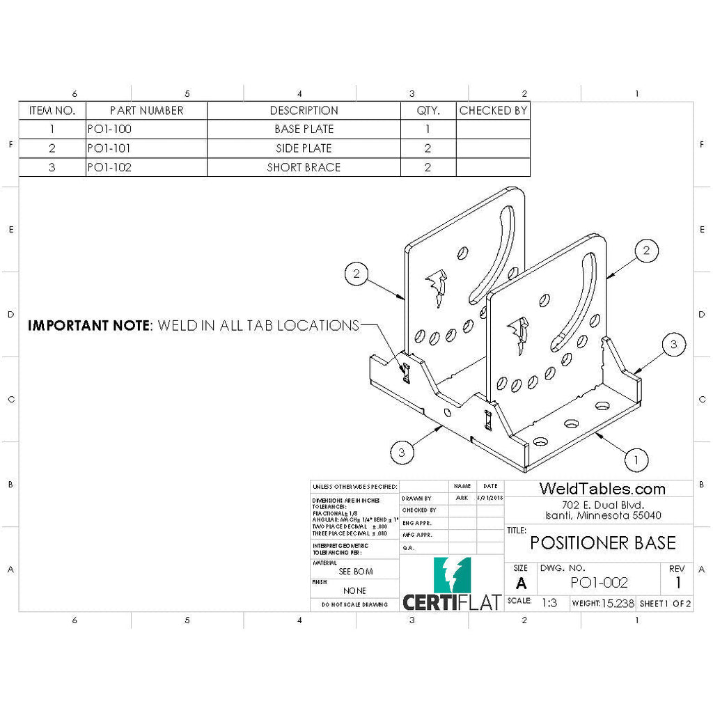 Welding Positioner - CertiFlat DIY Turning Positioner-Accessories-WeldTables.com-No Thanks-I'll Build Mine Myself-Westling Machine
