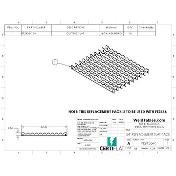 Replacement Slats for CertiFlat 24" Wide Plasma Tables-Accessories-WeldTables.com-Westling Machine