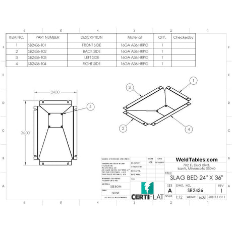 Slag Bed for CertiFlat 24"X36" Plasma Table-Accessories-WeldTables.com-Westling Machine