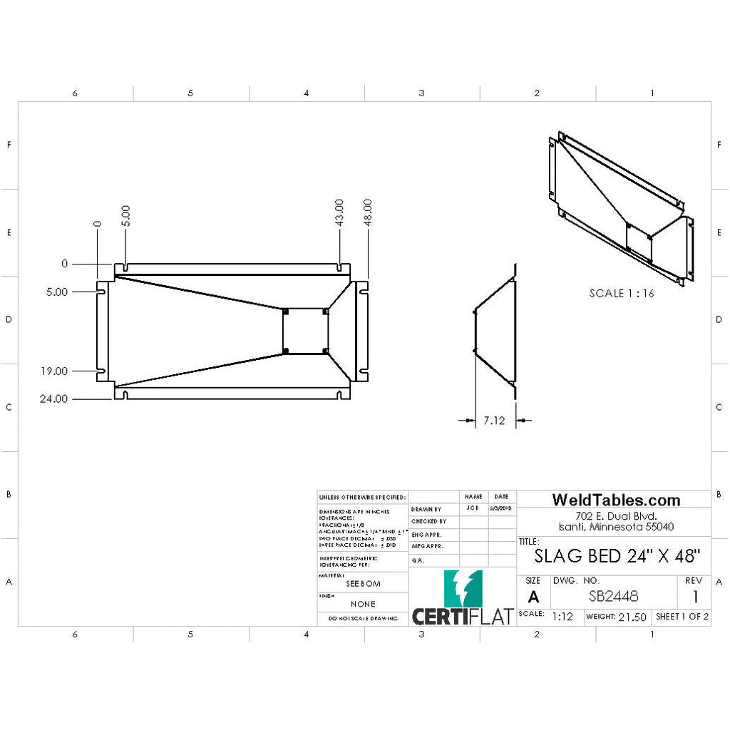 Slag Bed for CertiFlat 24"X48" Plasma Table-Accessories-WeldTables.com-Westling Machine