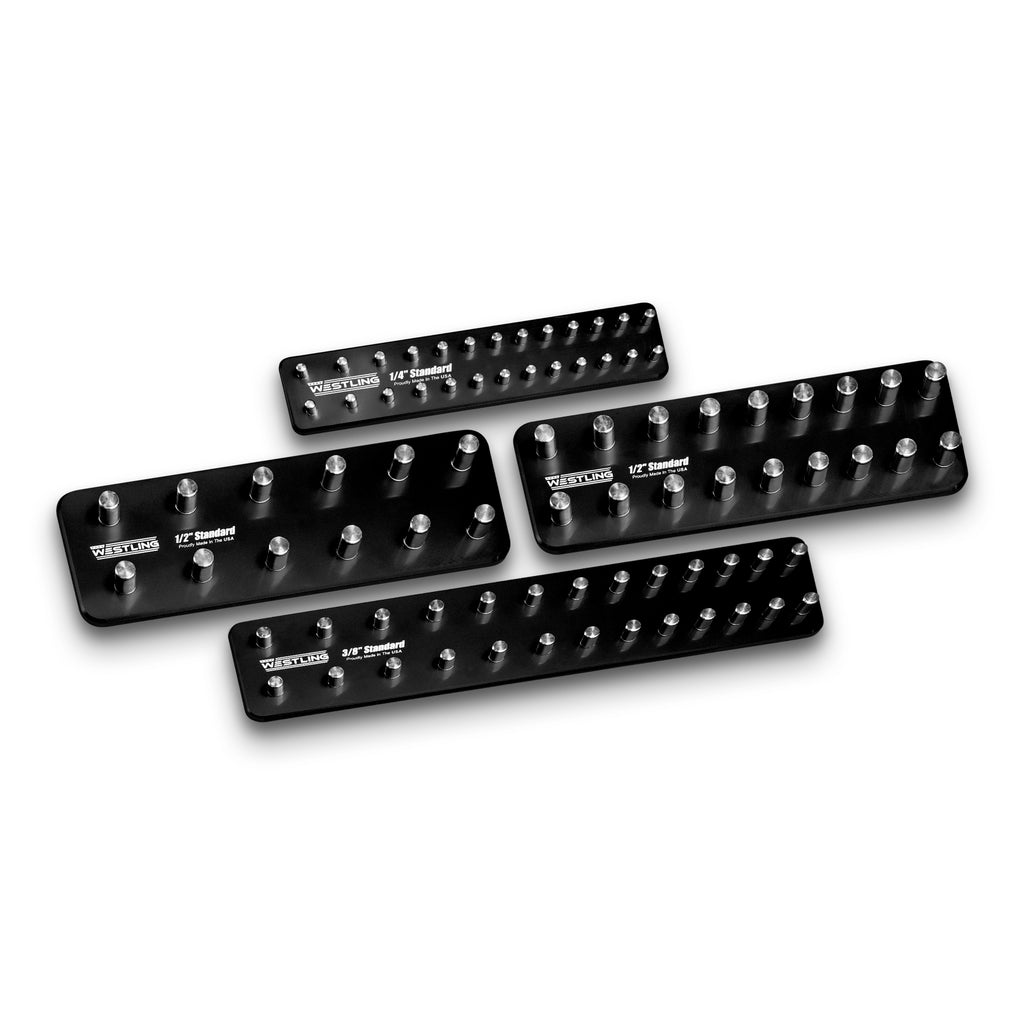 4pc Standard Socket Tray/Organizer Set-Socket Trays-Westling USA-Black-Blank-Westling Machine