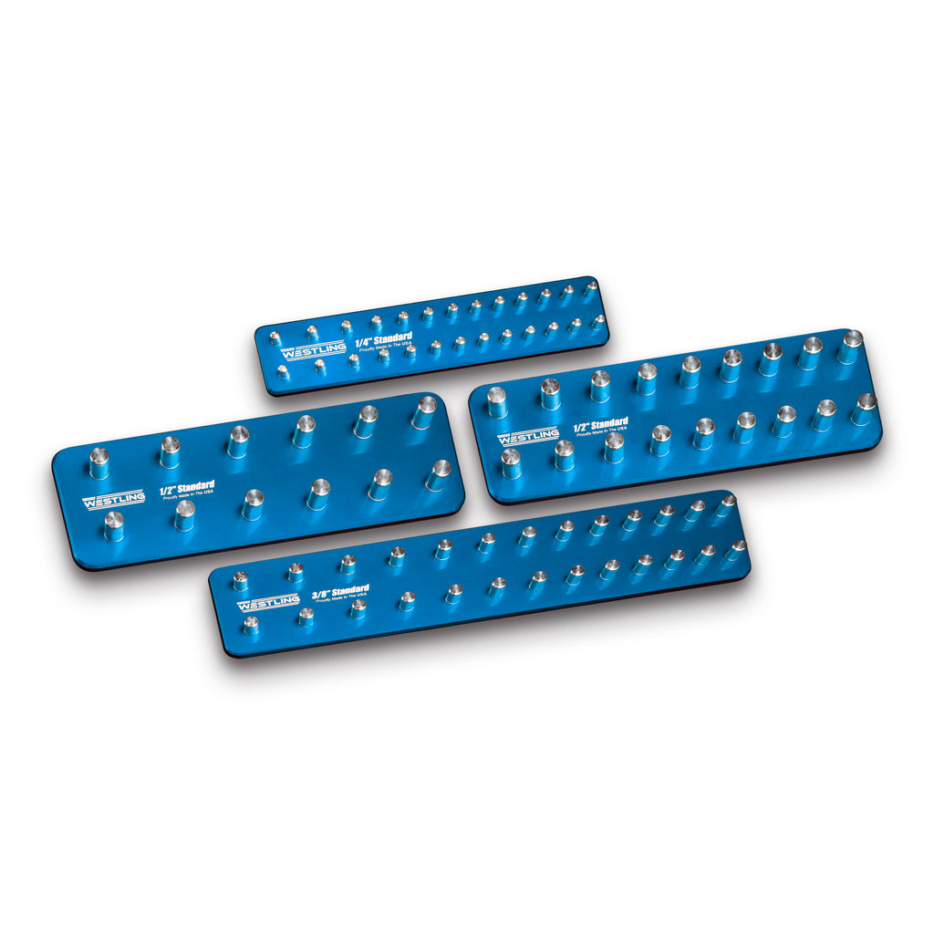 4pc Standard Socket Tray/Organizer Set-Socket Trays-Westling USA-Blue-Blank-Westling Machine