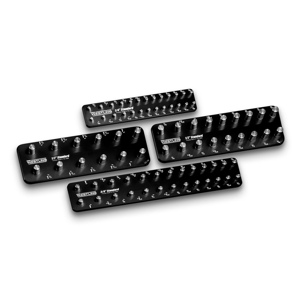 4pc Standard Socket Tray/Organizer Set-Socket Trays-Westling USA-Red-Engraved-Westling Machine