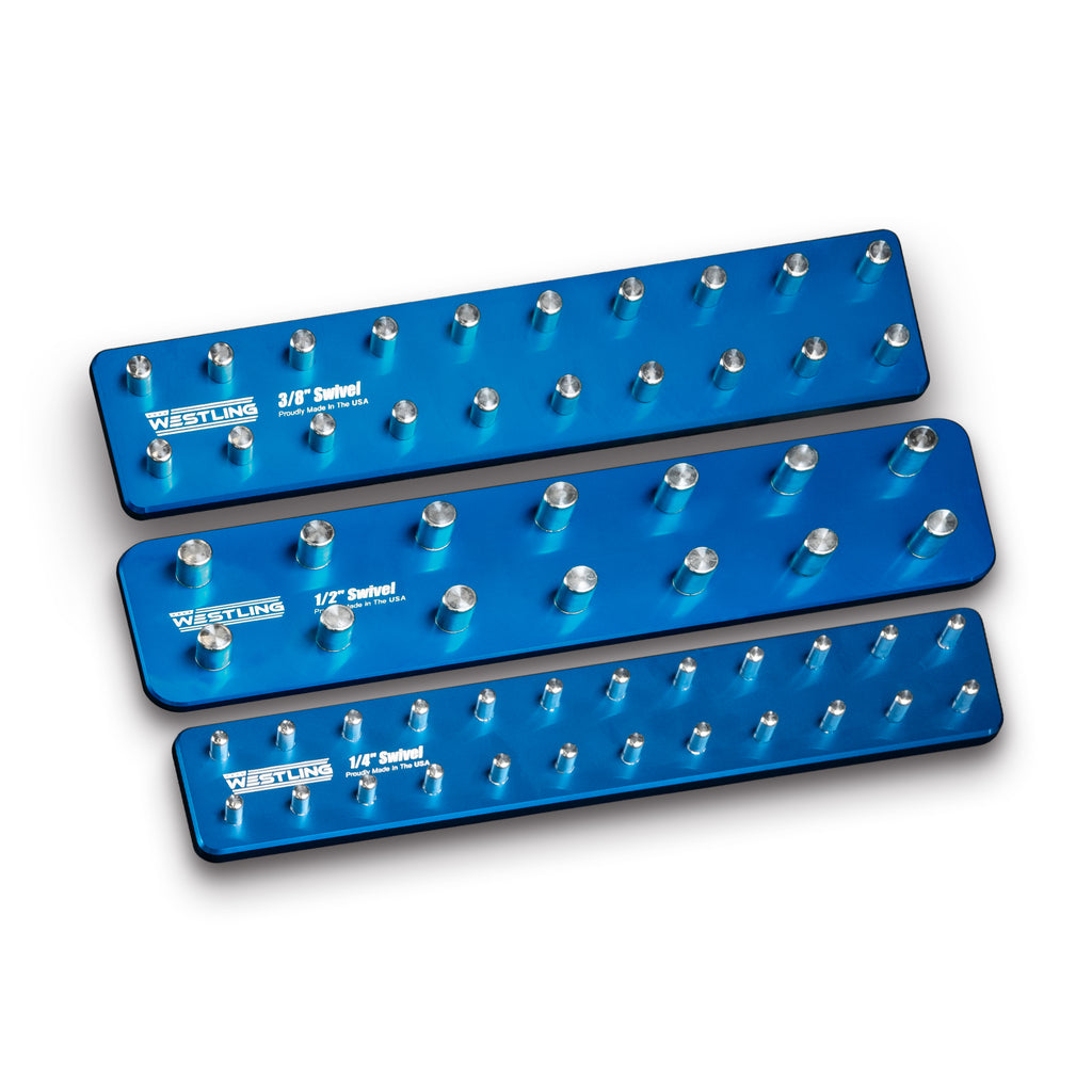 3pc Swivel Socket Tray/Organizer Set-Socket Trays-Westling USA-Blue-Westling Machine