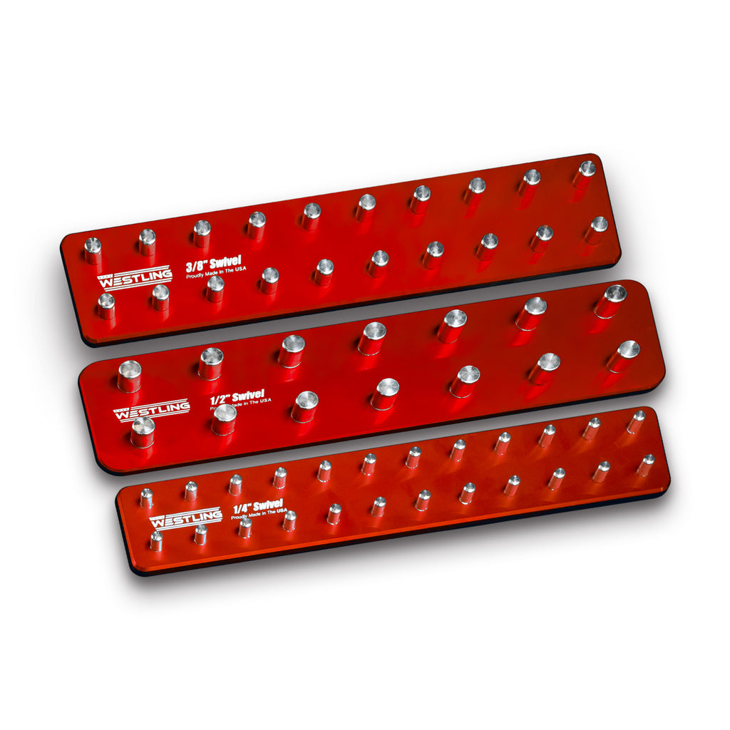 3pc Swivel Socket Tray/Organizer Set-Socket Trays-Westling USA-Red-Westling Machine