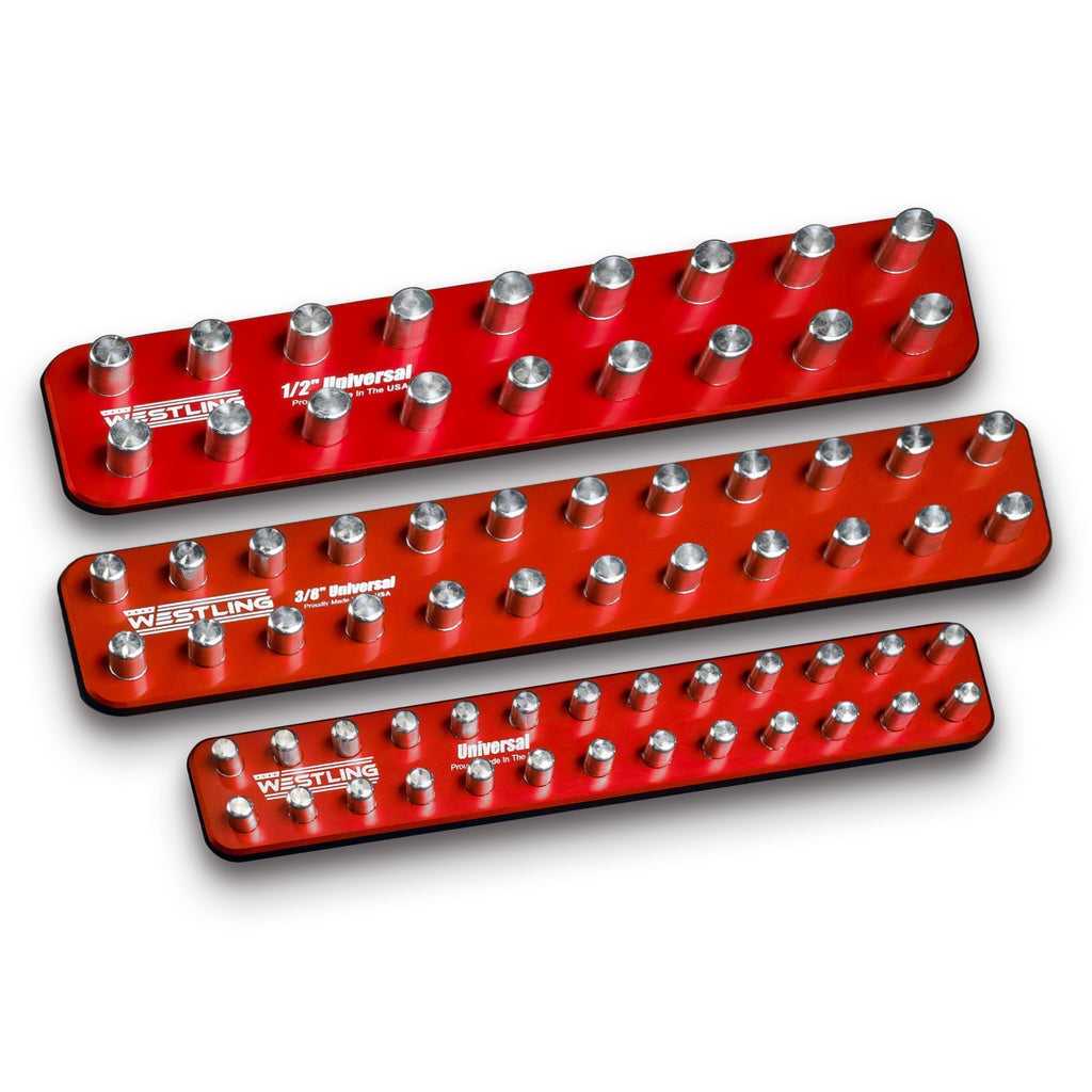 3pc Universal Socket Tray/Organizer Set-Socket Trays-Westling USA-Red-Westling Machine