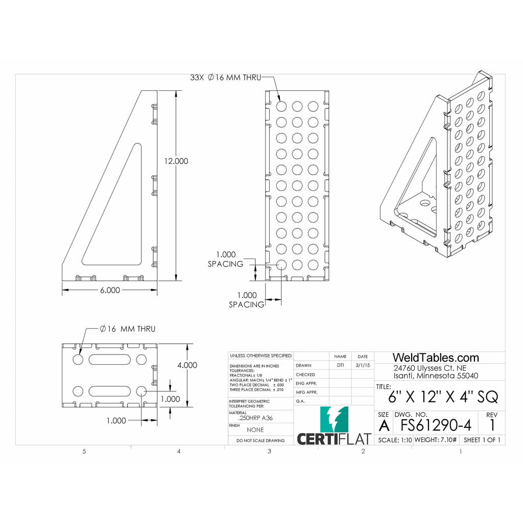 Certiflat 6"X12"X4" Wide 90 Degree FabSquare-fabSquare-WeldTables.com-Westling Machine